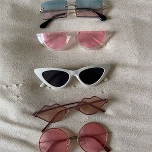 Stylish Women's Sunglasses Set - Pink, White, Black, and Red